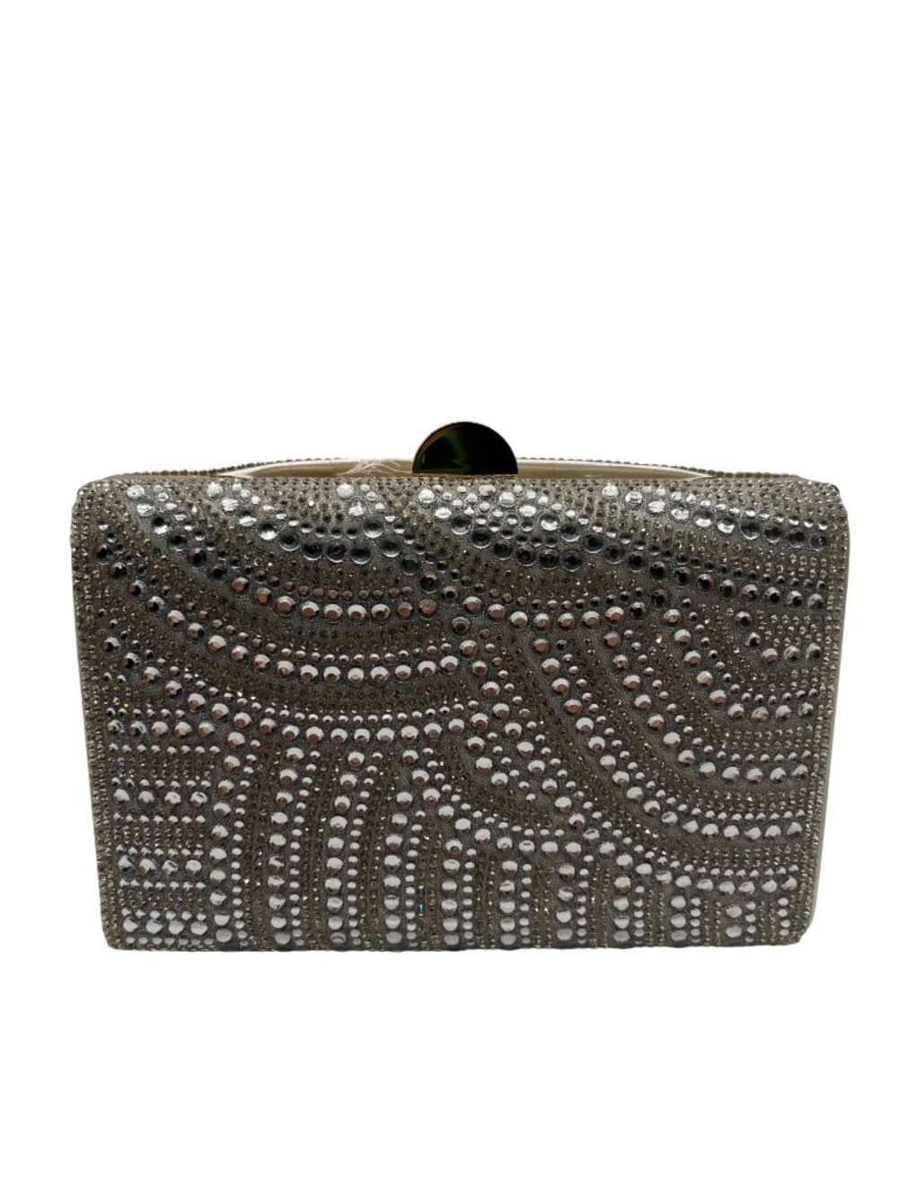Perry White Silver Rhinestone Evening Clutch Bag